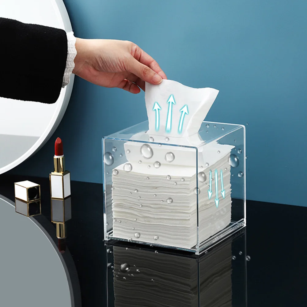 

Acrylic Tissue Box Holder Modern Delicate Paper Napkin Container Desktop Dispenser Elegant Smooth Surface White Creative