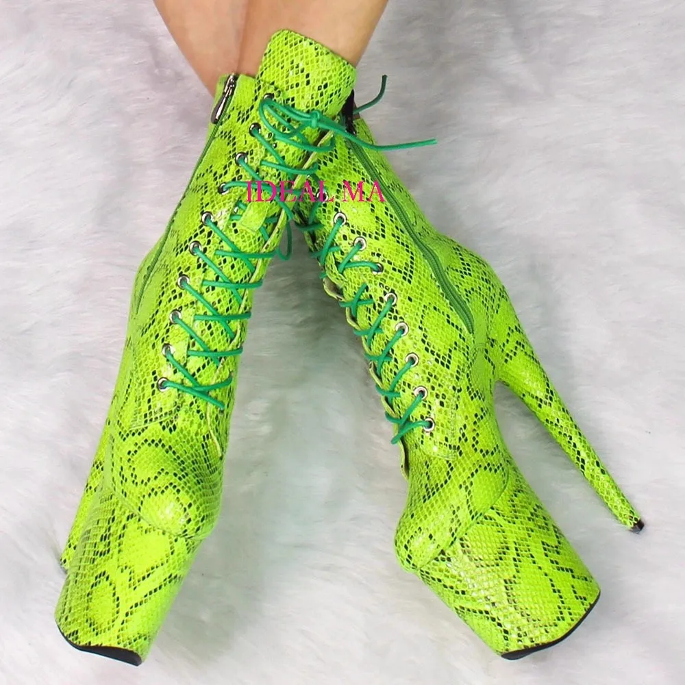 

Подиумные женские сапоги 20 см, короткие сапоги на высоком каблуке на платформе, модельные туфли для танцев на шесте на очень высоком каблуке для ночного клуба