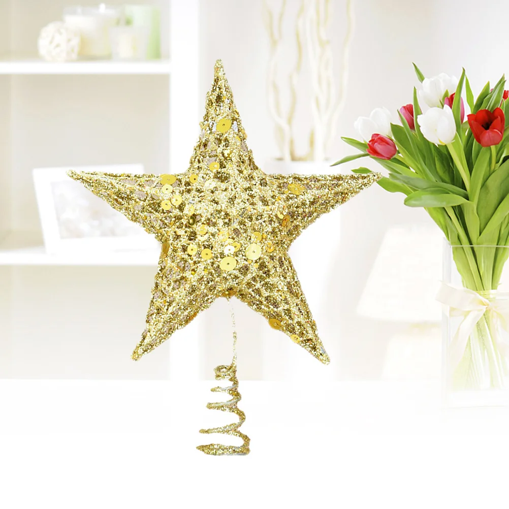 

30Cm Christmas Tree Topper Golden Glitter Metal Star Holiday Decor for Home Party Sparkling Treetop Ornament Star Tree Topper