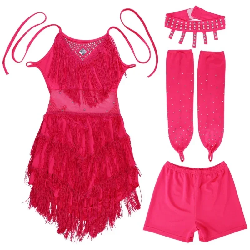 جديد الفتيات فستان رقص وتتسابق تشا تشا فستان أطفال التانغو تنورة كرنفال ارتداء Dancewear اللاتينية السالسا ازياء شرابة فستان رقص #5