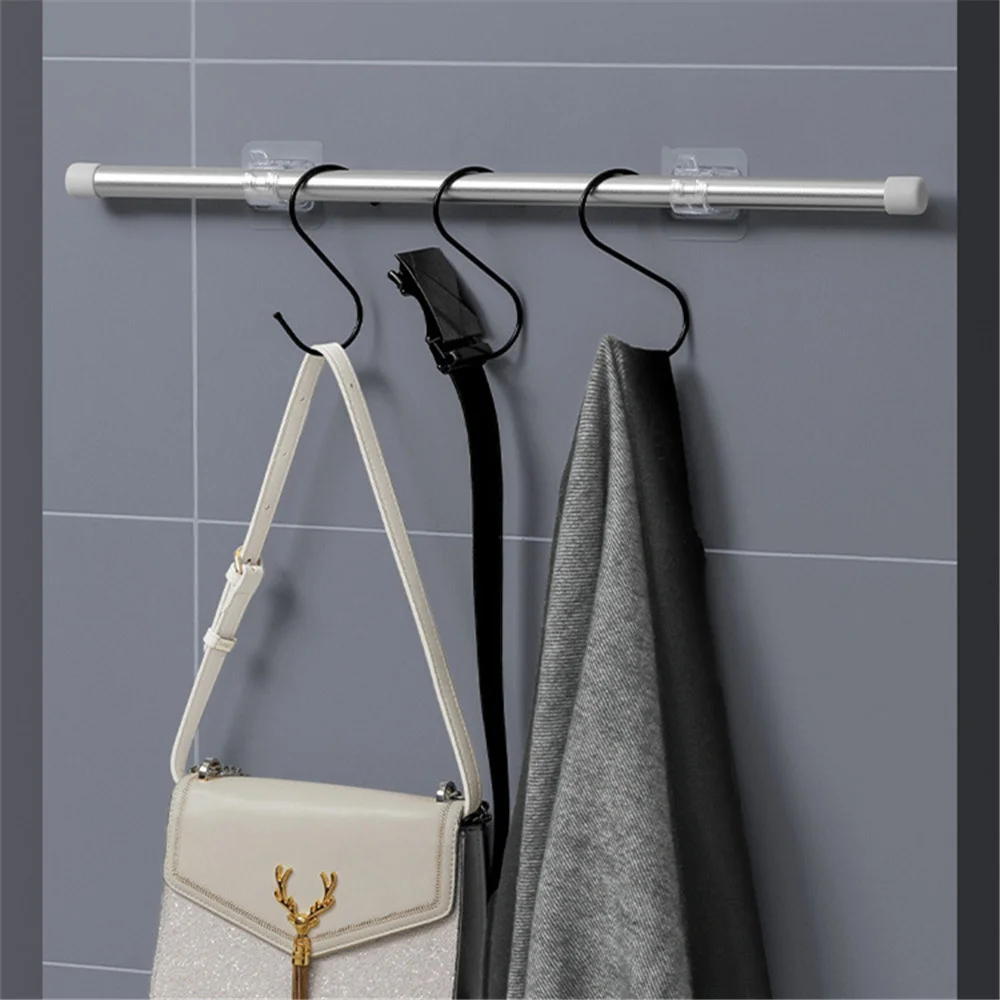 4/8/12Pcs Self Adhesive Curtain Rod Hooks Punch Free Wall Mount Adjustable Durable Sturdy Holder Multipurpose for Shower Windows view 3