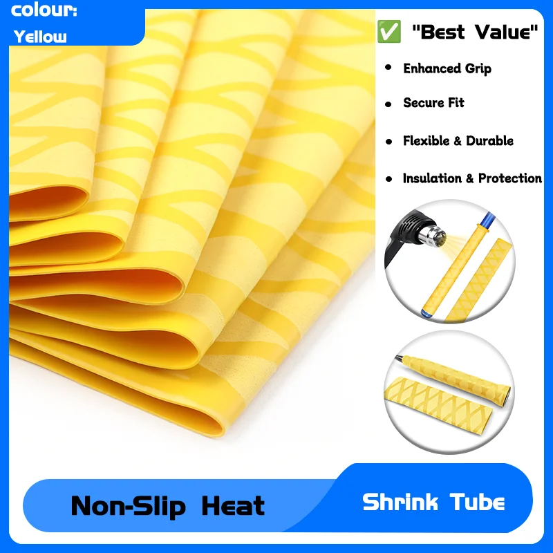 

DIY Insulation Waterproof Racket Handle Bar Cover Case Dia. 15mm ~ 50mm 1M/pc Yellow Anti-slip Heat Shrink Fishing Rod Wrap Tube