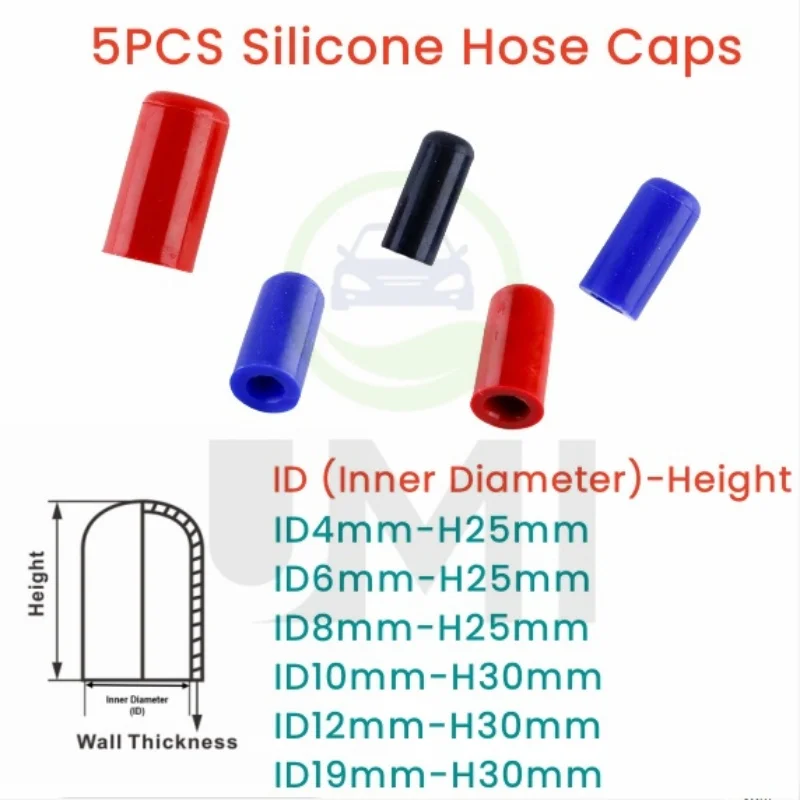 

5PCS Auto Silicone Rubber Blanking Cap Universal Intake Vacuum Hose vacuum plug Tube End Bung ID 4mm 6mm 8mm 10mm 12mm