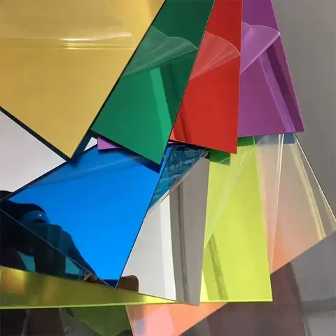 Thick 1.5mm Colorful Acrylic Mirror Board PMMA Plexiglass Sheet Plastic Plate for Advertising Logo Home Decor Sign 100/200/300mm