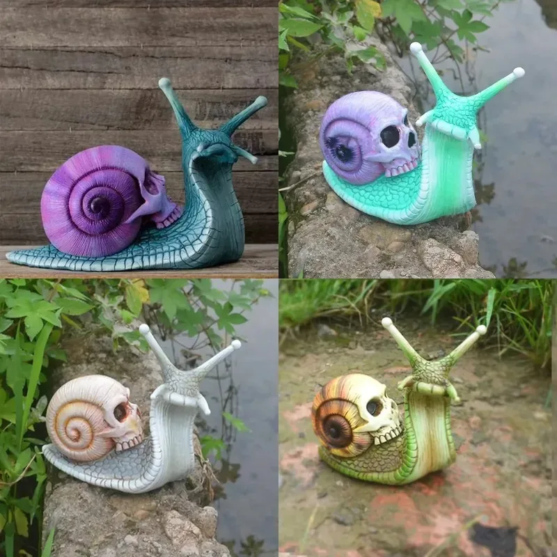 for Halloween Patio Decoration Gothic Snail Sculpture Horror Skeleton Tabletop Decorations and Party Decorations Statue