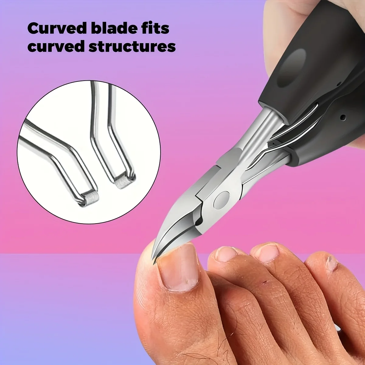 2-piece manual foot care tool set: nail clippers, thick or embedded nail trimmers, stainless steel sharp toenail clippers