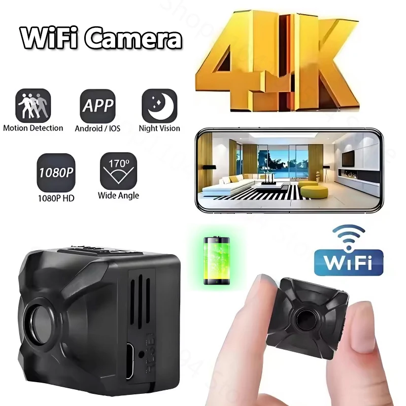 Беспроводная HD-камера X5 Mini для дома, Wi-Fi IP/AP, удаленный мониторинг, обнаружение движения, перезаряжаемая, портативная, универсальная