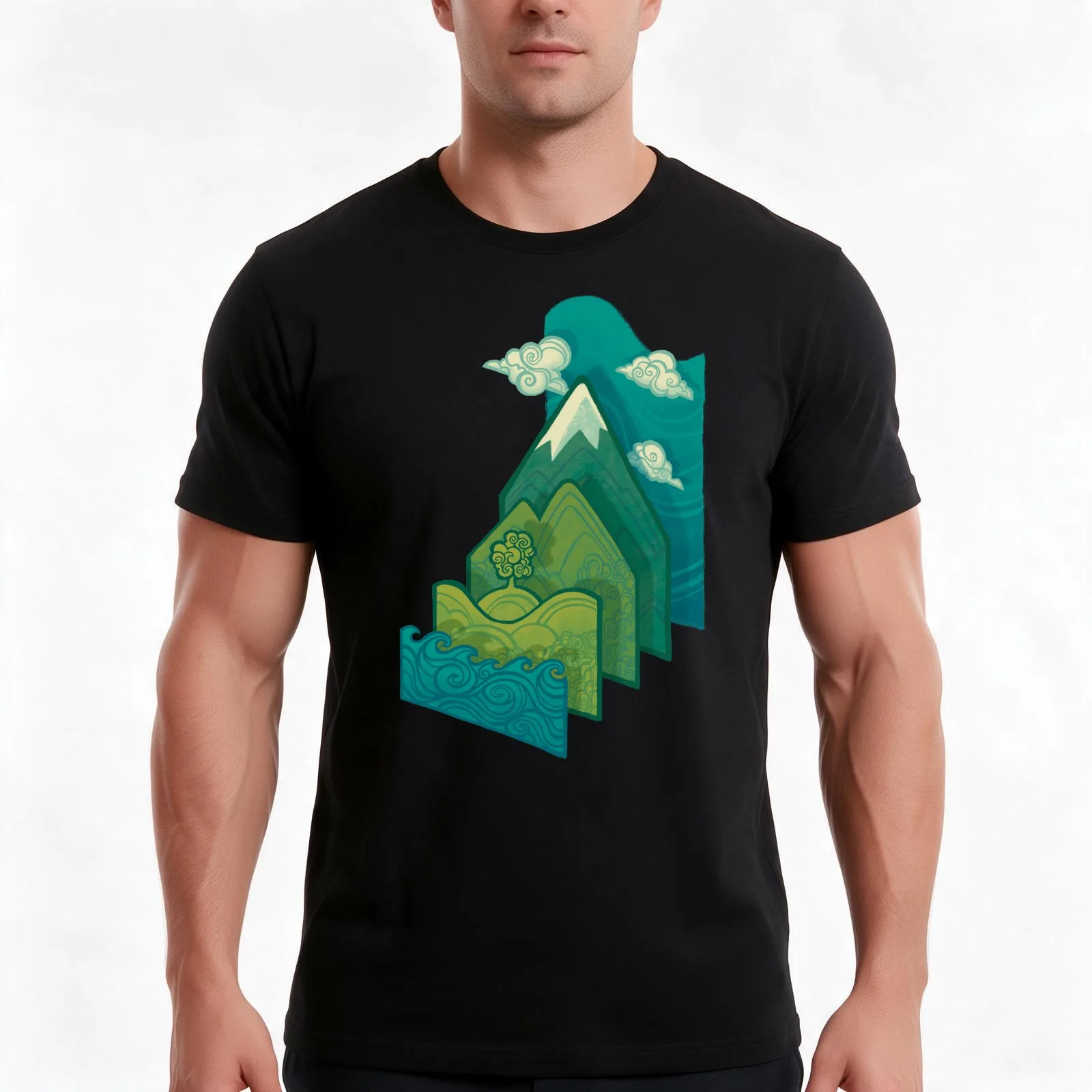 How to Build a Landscape T-Shirt, Summer Casual Cotton Tee, Oversized Streetwear Tops, Vintage Graphic Print, Unisex Men Women