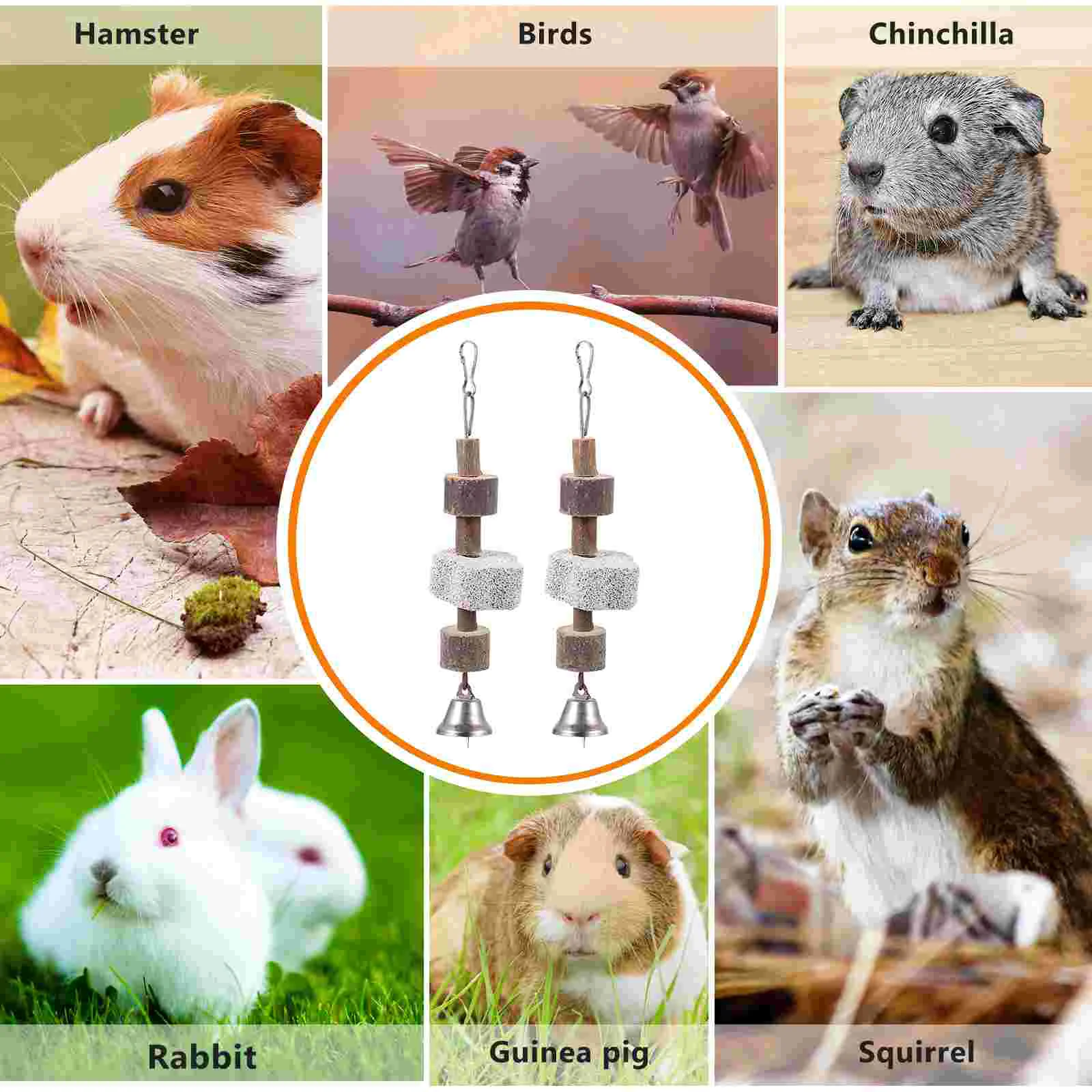 2 Pcs Chews Rabbit Teething Stick Toy Hamster Bite Stone Toys Willow Branch Molar