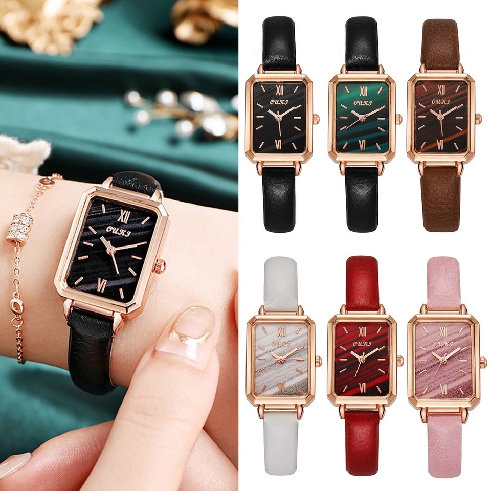  Women'S Quartz Watch Rectangular Dial Simple Casual Fashion Square High-End Design Women'S Multi-Function Quartz Watch 
