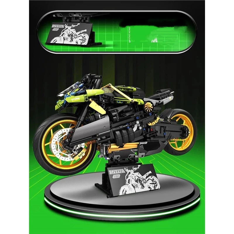 1720 Uds. MOC City motocicleta técnica Moto coche modelo bloques de construcción carreras Motobike vehículos ladrillos juguetes para chico adolescentes regalo