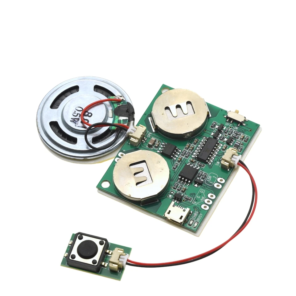 Módulo de sonido grabable, Chip de sonido programable para tarjeta de felicitación, placa de voz de carga USB para regalos creativos
