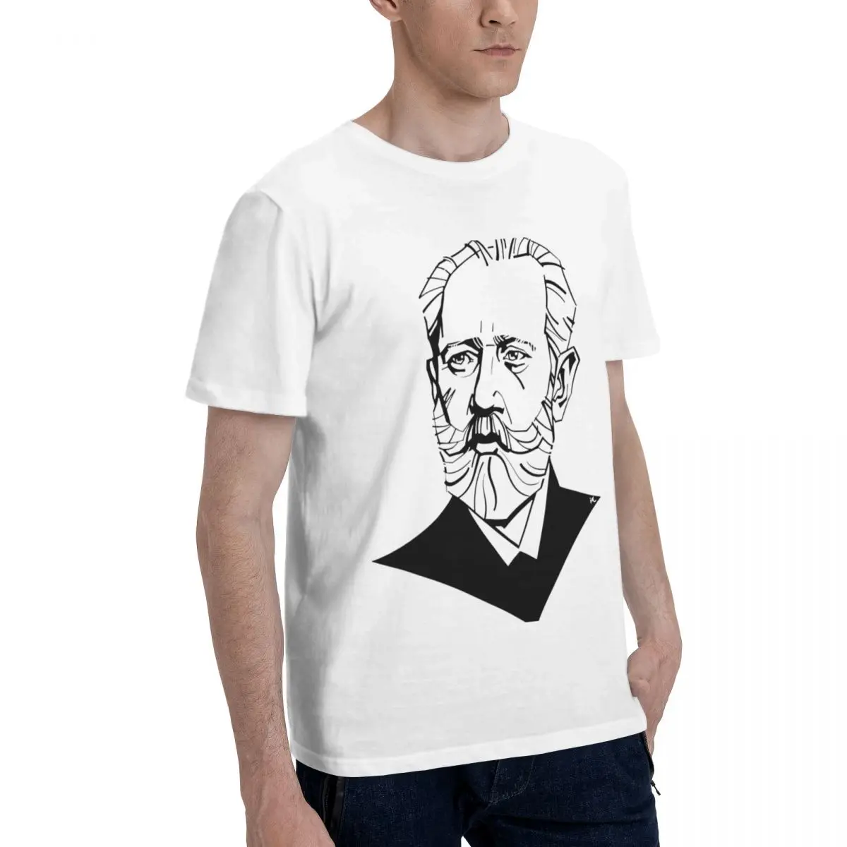 Pyotr Tchaikovsky Men's Short Sleeve Standard T-Shirt Office Father's DayFashionable Versatile T-Shirt