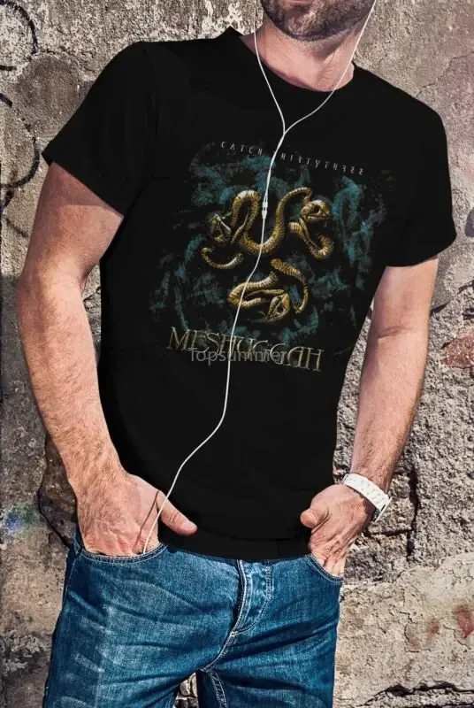 

Meshuggah Men Black T-Shirt Rock Band Fan Tee Shirt Heavy Metal Tshirt