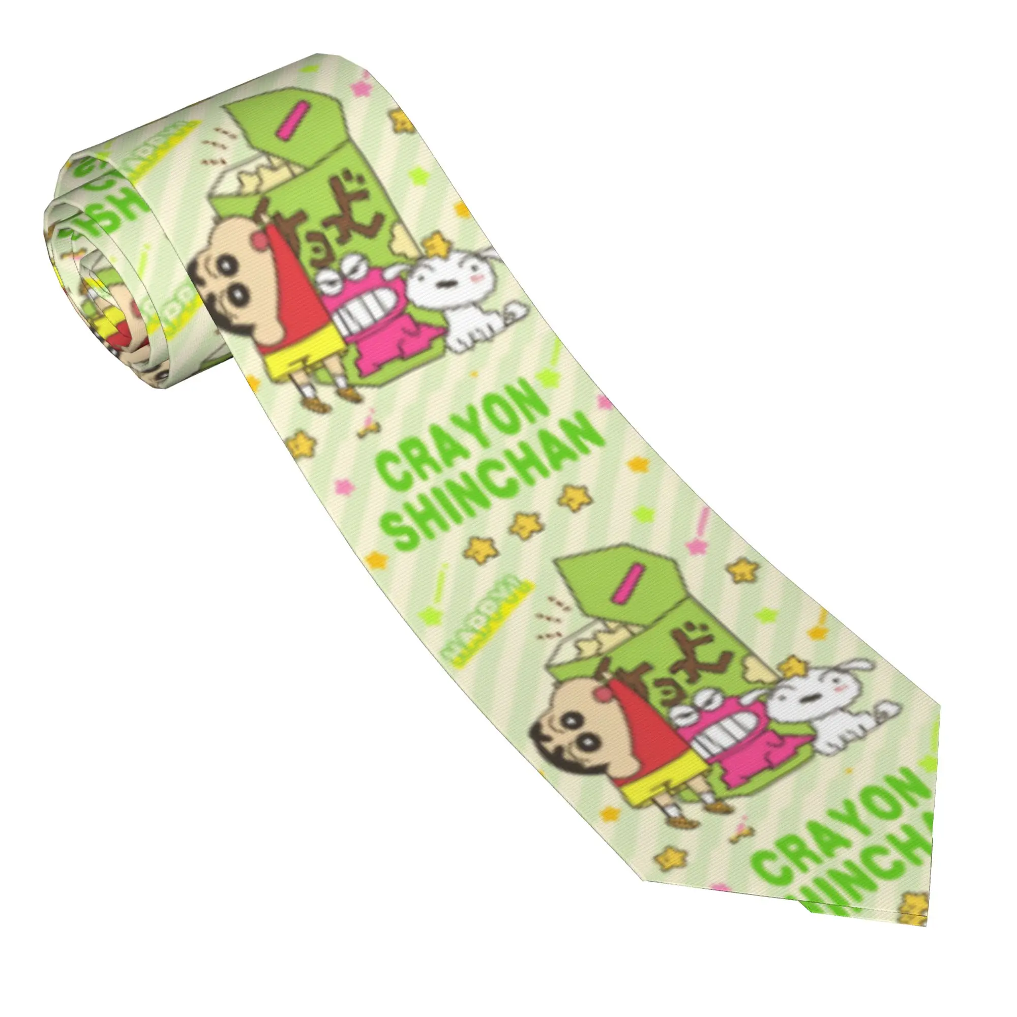 Necktie Crayon ShinChan Men Slim Polyester 8 cm Wide Neck Tie Manga Comedy Funny for Mens Daily Wear Cravat Wedding Accessories