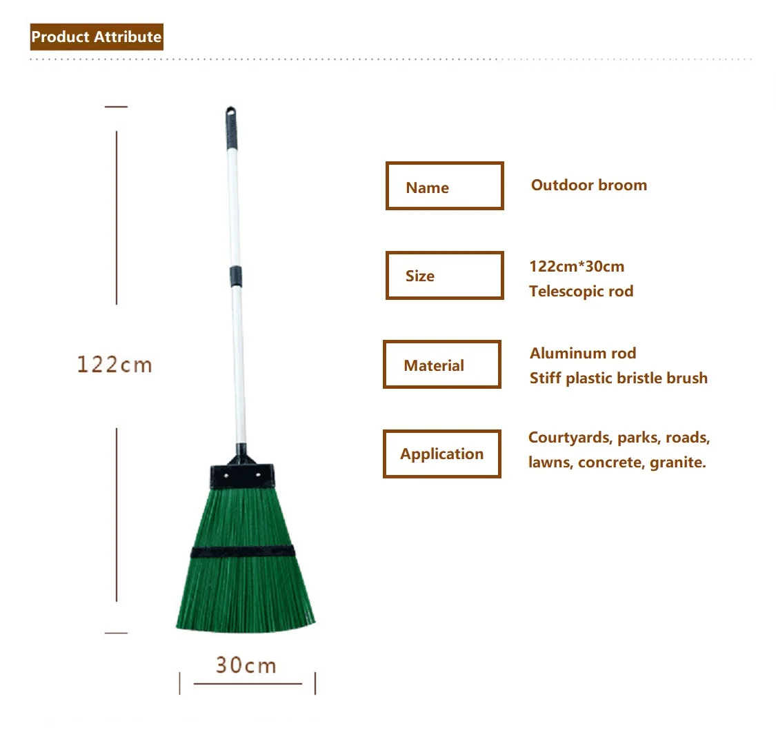 Plastic brush telescopic outdoor broom street broom Household cleaning sweeping courtyard gardening tools park Grass sweeping