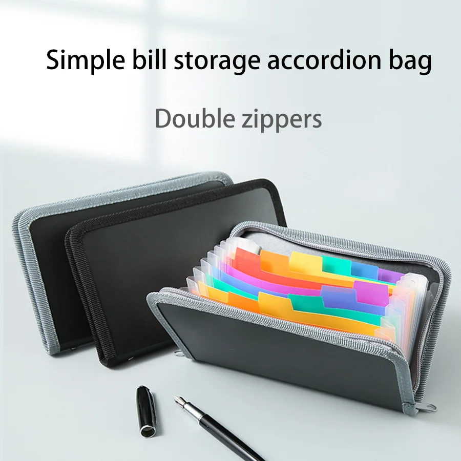 13 Zippered Piano Bag, A6 Receipt Bag, Rainbow-Colored Classification Storage Folder, Office Storage Bag