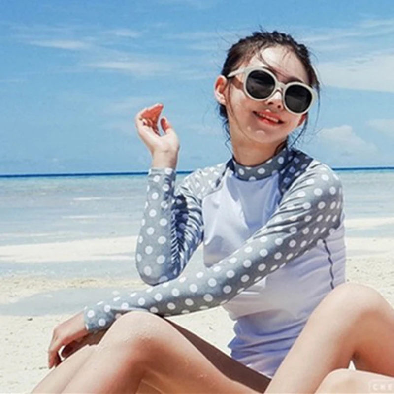 بدلة غطس للنساء انقسام الجسم الحديقة المائية suntan بدلة طويلة الأكمام ملابس السباحة قنديل البحر بدلة الغوص بدلة لركوب الأمواج