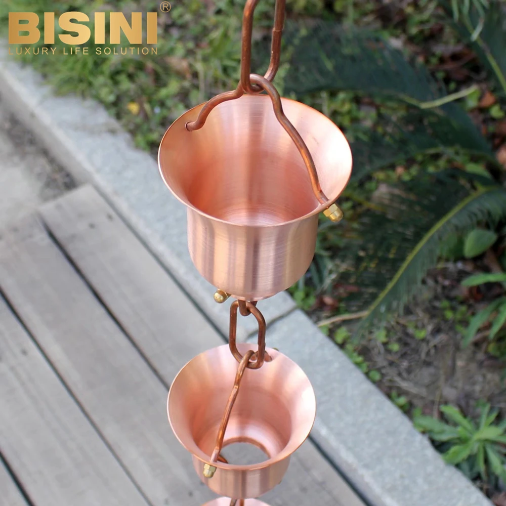 Exquisite Design Japanese style Courtyard Eaves Drainage Chain falling water Polishing Copper Rain Chain for Villa Garden