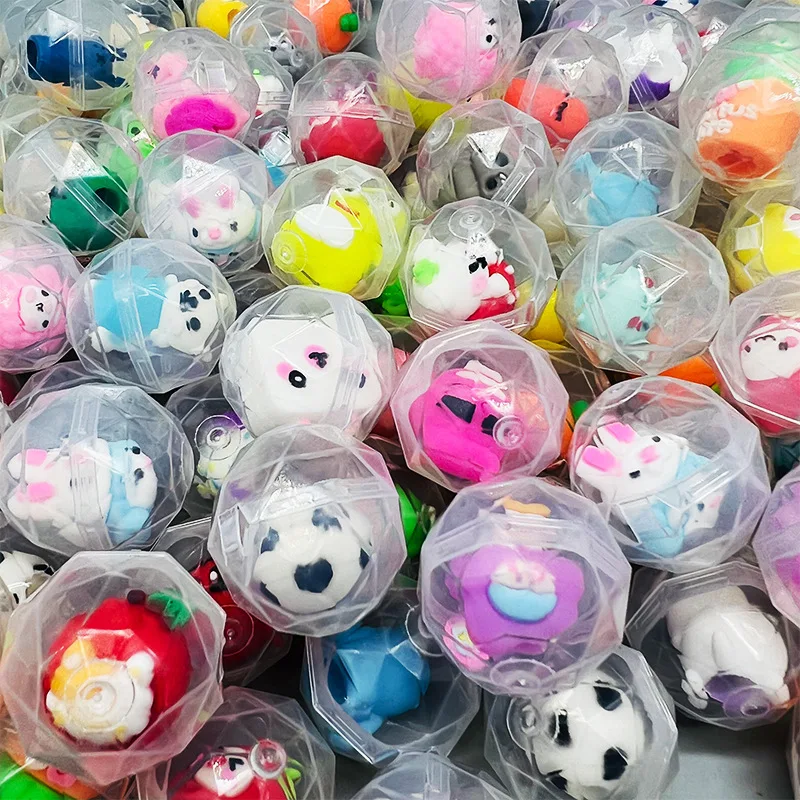 20PCS Transparent Gashapon 32mm Mini Claw Machine Toy Accessories Cute Animal Plush Dolls Children\'s Arcade Claw Machine Gifts