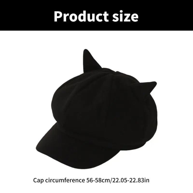 39BD Subculture Girls Stylish Ear Bowknot Headwear Painter Hat Show Small Face Versatile Painter Hat Duckbill Hat