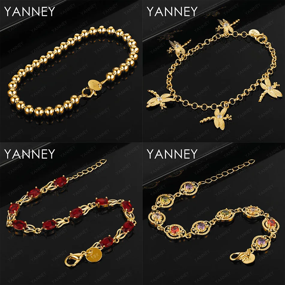 

Luxury 925 sterling silver 18K gold exquisite dragonfly zircon round bead bracelet women's party jewelry wedding accessories
