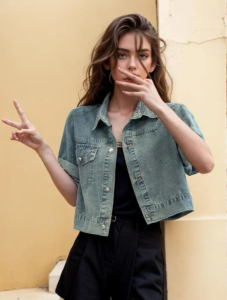 

Fashion Ins Thin Summer Short Denim Jackets Women Slim Casual Single-Breasted Jeans Short Sleeve Jeans Coat Clothes