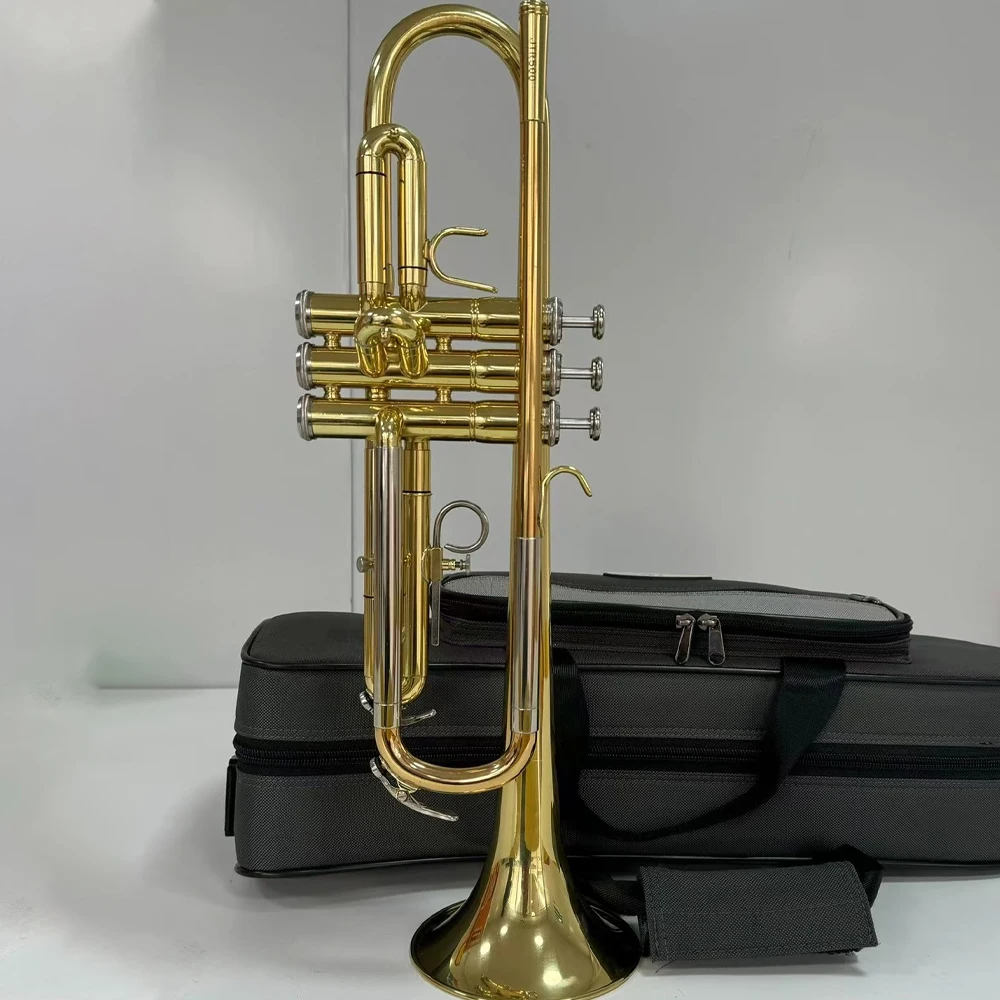 Professional Jupiter JTR-600M Lacquered Gold Brass Trumpet Jazz Musical Instrument with Accessories case