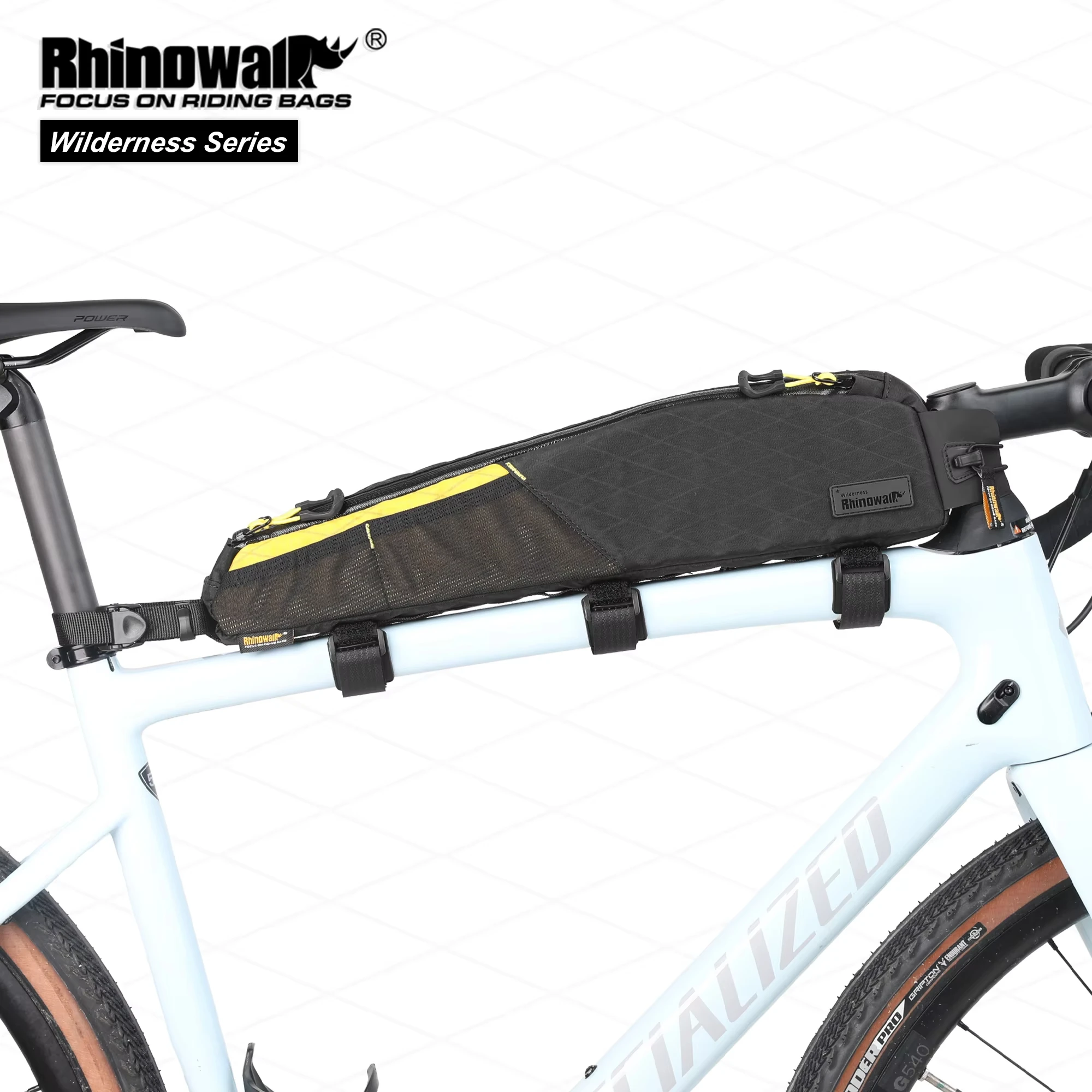 Rhinowalk BIke Extra Long  Top Tube Bag Large Water-Resistant Bikepacking For MTB&Road Bike With 18 Inch Or Larger Frame Length