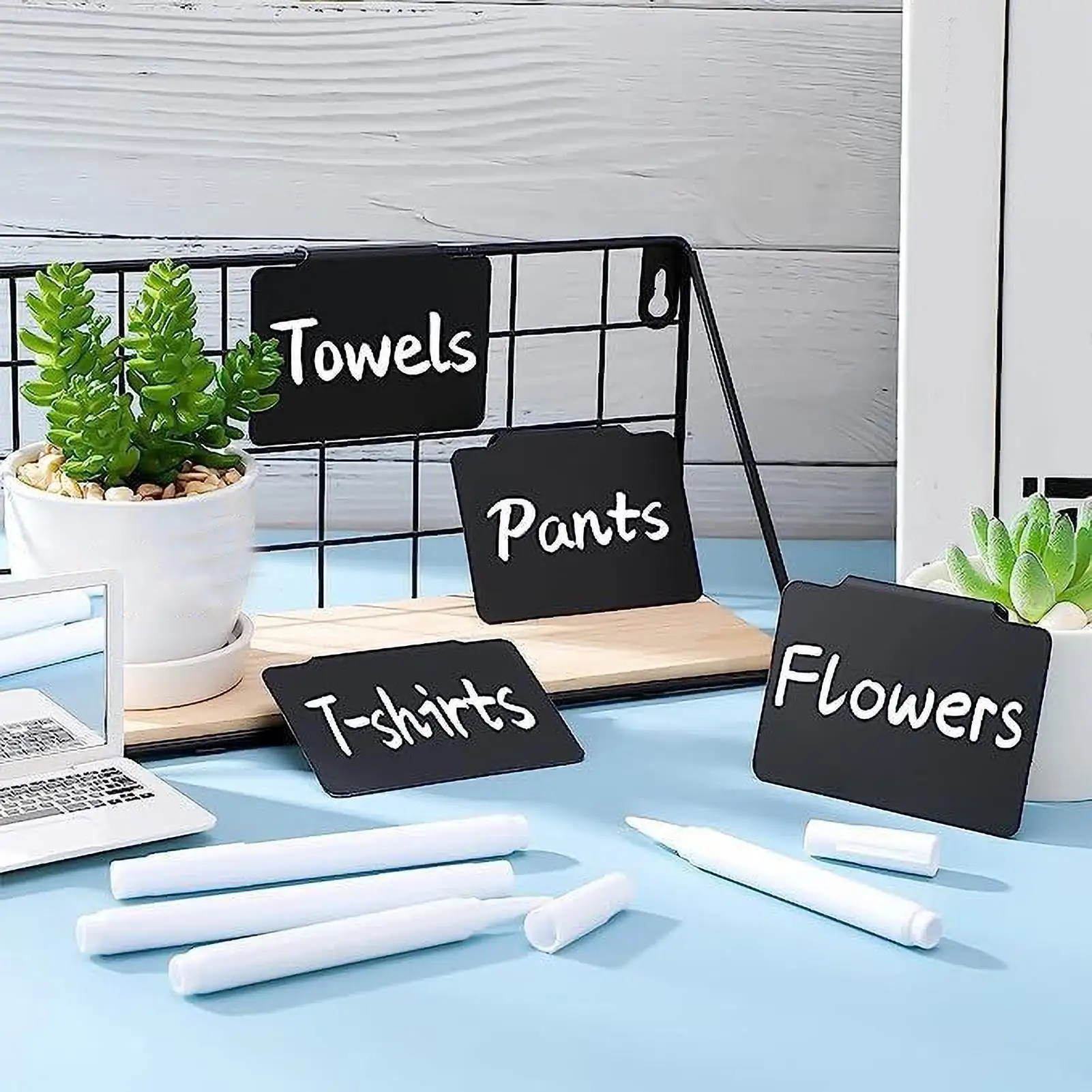 24pcs Black Square Detachable Basket Label Clip Kitchen Utensil Basket Storage Classification Label Erasable Blackboard Clip