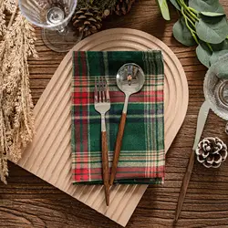 4PCS 30x45cm Christmas Decoration Plaid Napkin Color Polyester Cotton Red Green Placemats for Home Party wedding Dining Decor