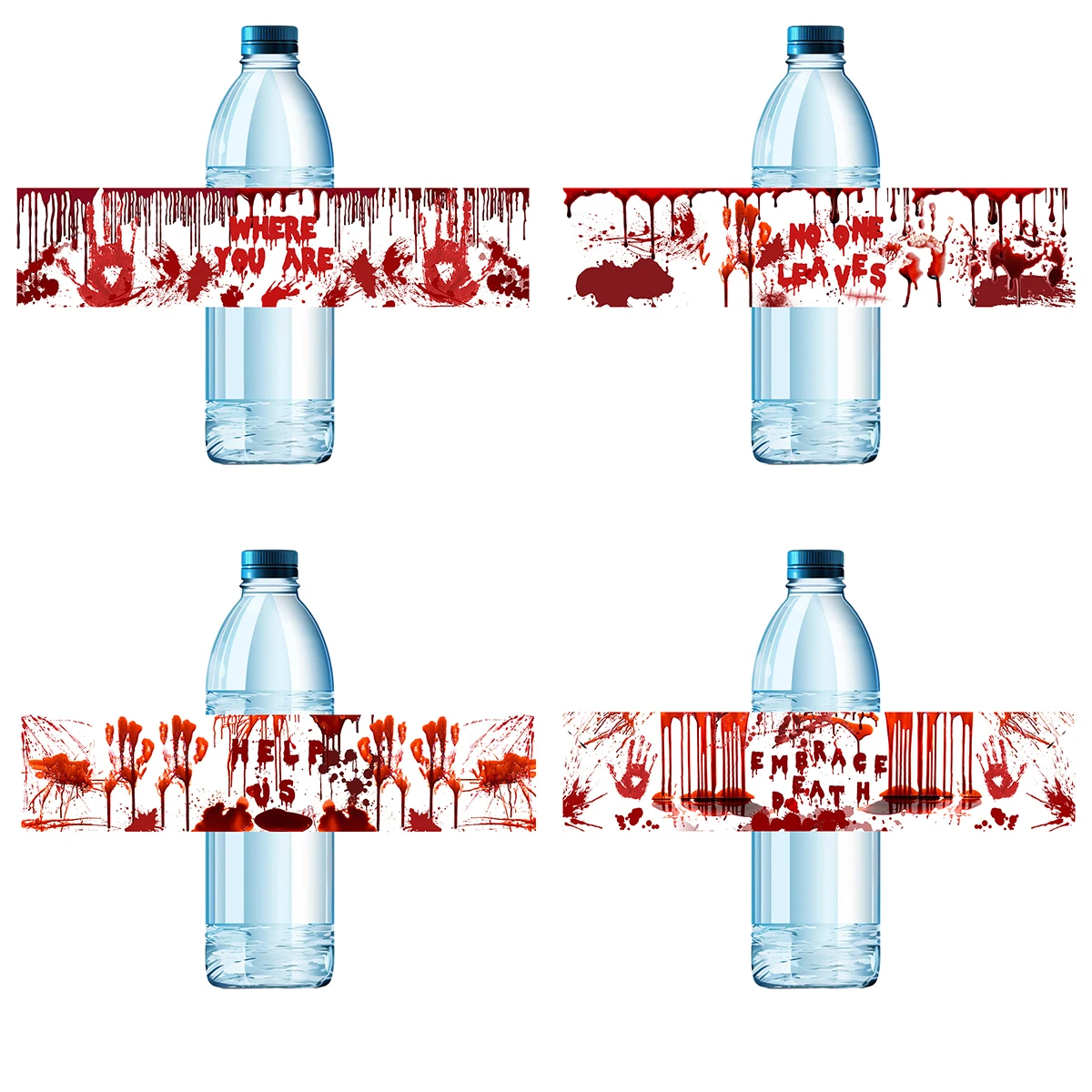 12pcs Blood Stain Bottle Paper Sticker Halloween Bloody Plam Print Stickers Home Party Bottle Decoration Treat Or Trick Supplies