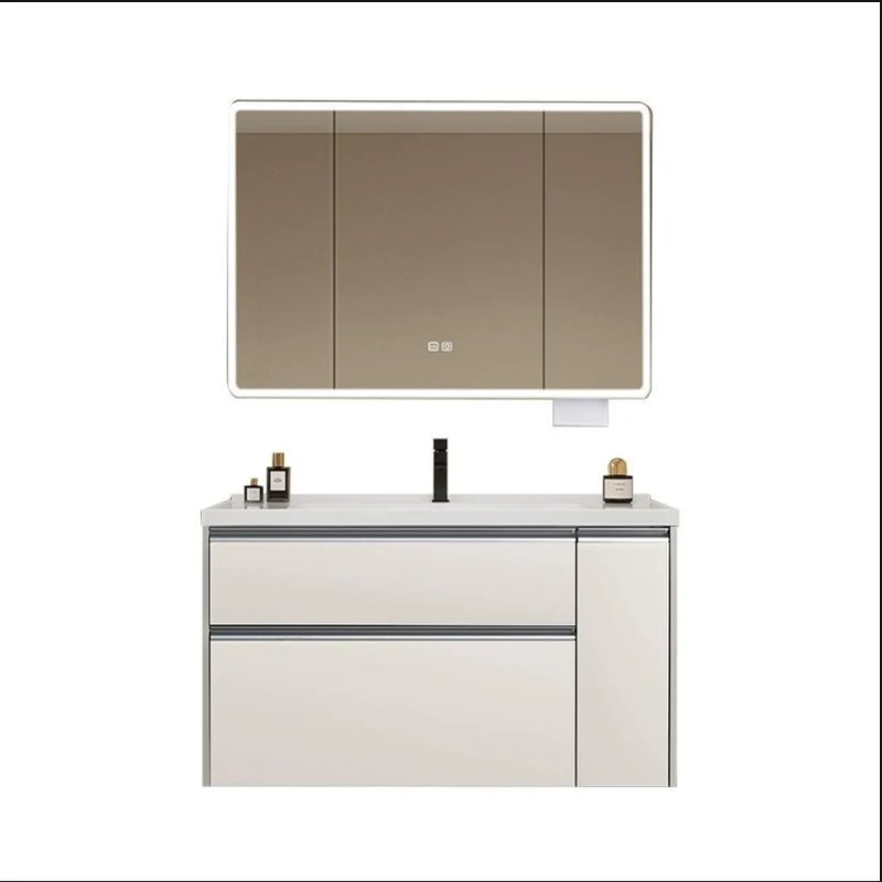 New popular Japanese-style large storage bathroom bathroom cabinet combination, drawer pull basket washing hand