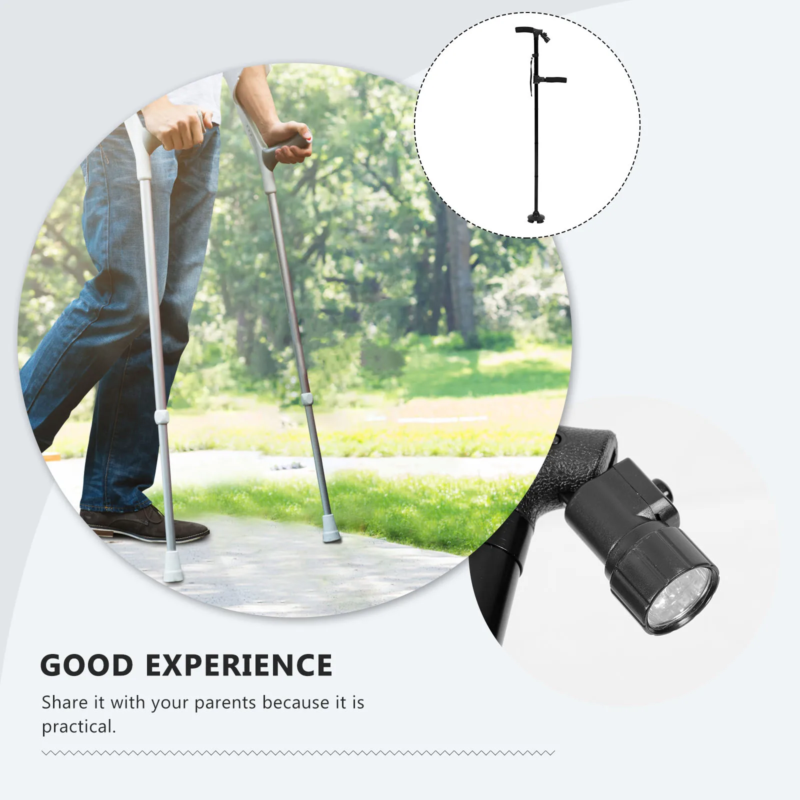 

1pcs Folding Walking Cane Lightweight Ergonomic Handle Adjustable Non-Slip Trekking Pole For Hiking Camping Mountaineering