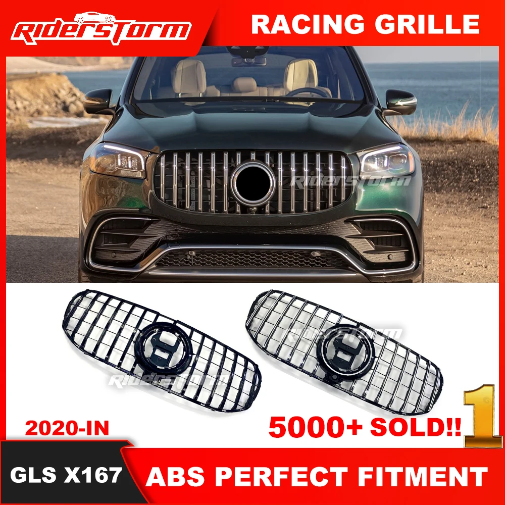 2020-2023 Front Bumper grille for  GLS 2020 GLS450 4MATIC X167 ABS plastic GT front grille vertical bar X166 Grille X167 Grille