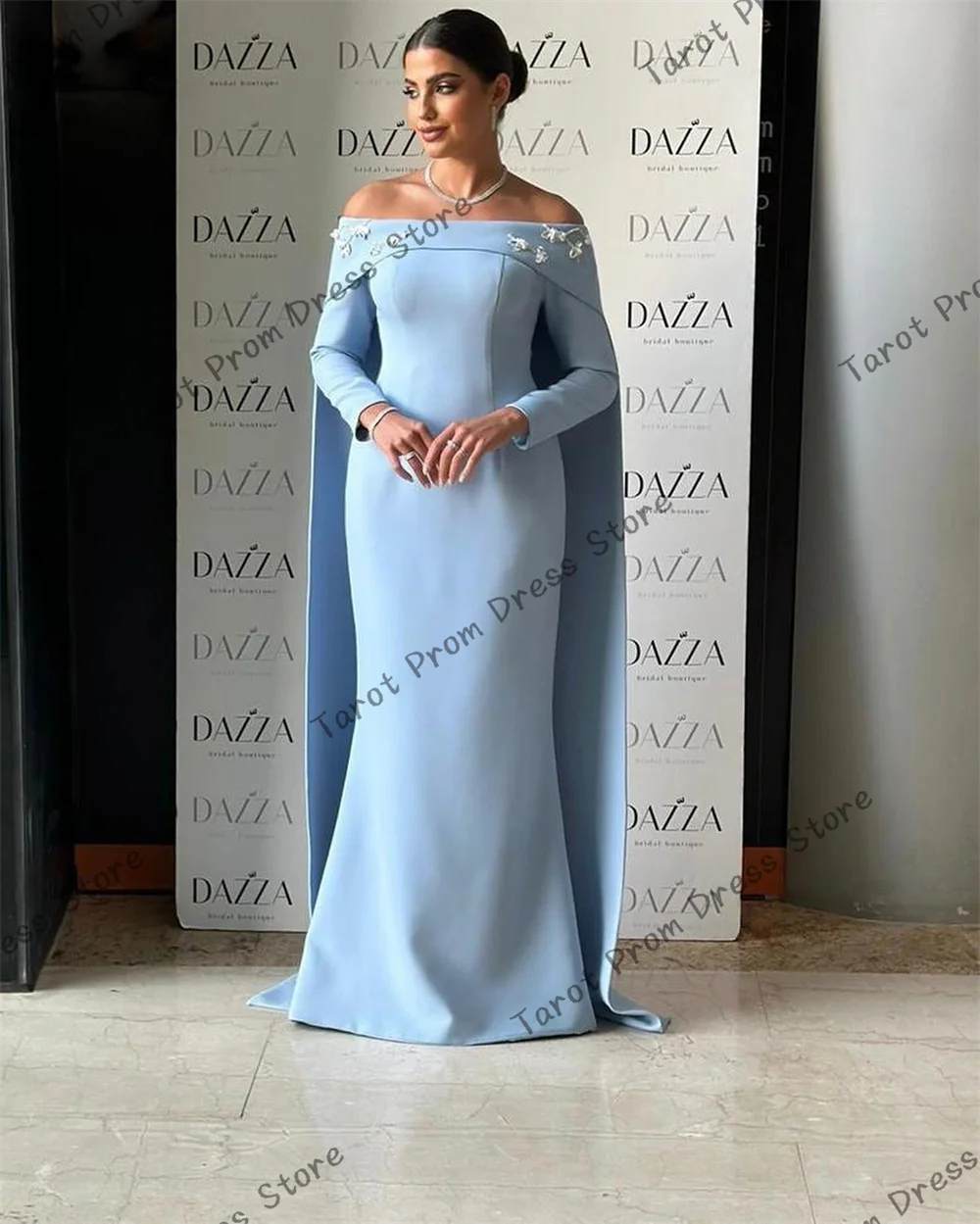 Sexy Satin Off the Shoulder Strapless Mermaid Prom Dresses Long Sleeves Floor-length Evening Gowns Appliques Corset Ball Gowns