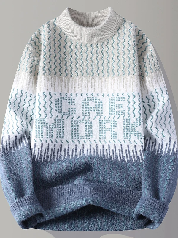 

Men's round Ne Knitwear Long Sve Embroidered Warm Inner Wear Casual Faionable Autumn Winter New Sle for Teens And St...