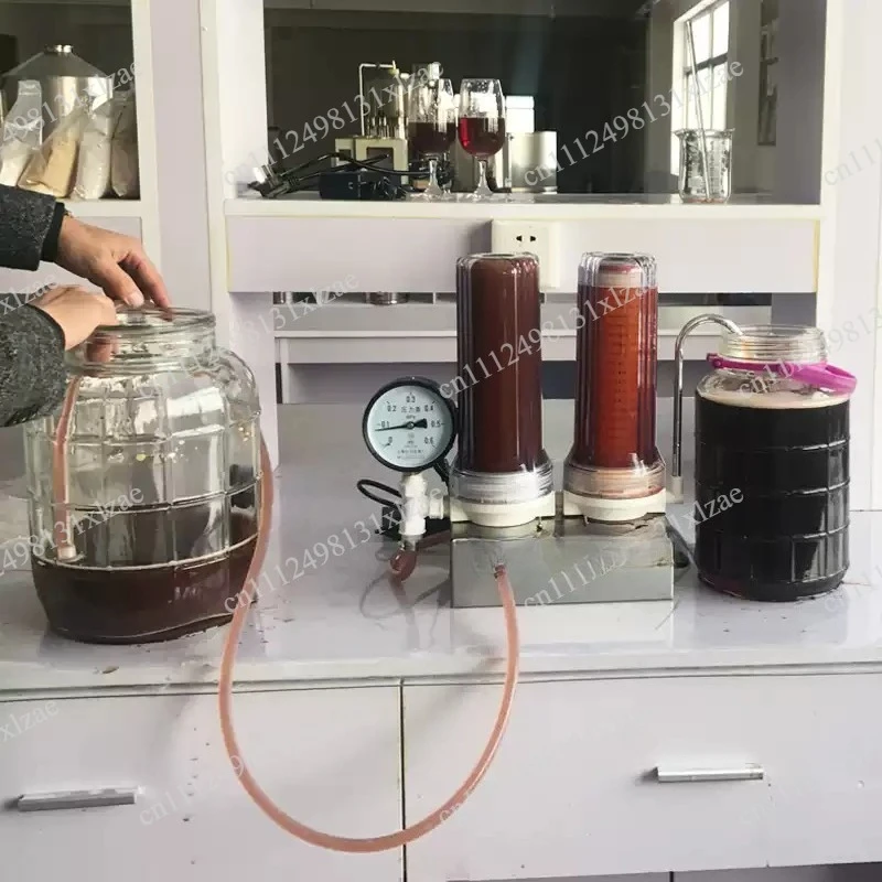 60W 5-Stage Wine Filter Machine 220V - Household Fruit Wine Filtration System with Pressure Gauge for Small Brewing