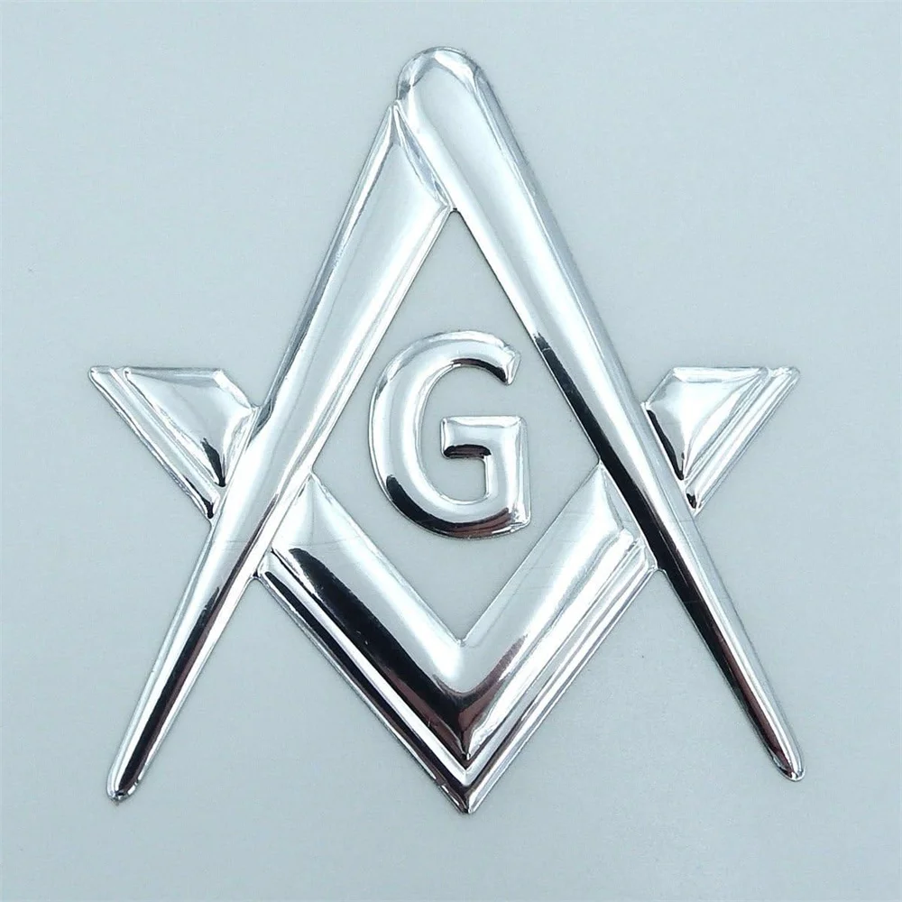 Mason Masonic Chrome Silver Decal Emblem 3D Sticker for Car Motorcycle Truck SUV Bike 2.5' Flexible