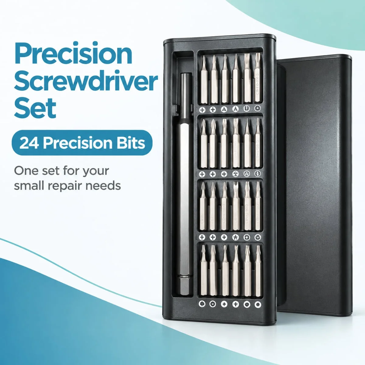 Precision Screwdriver Set with Aluminum Handle Magnetic Bits and Storage Case for Phone Laptop Watch Glasses and Home Repair