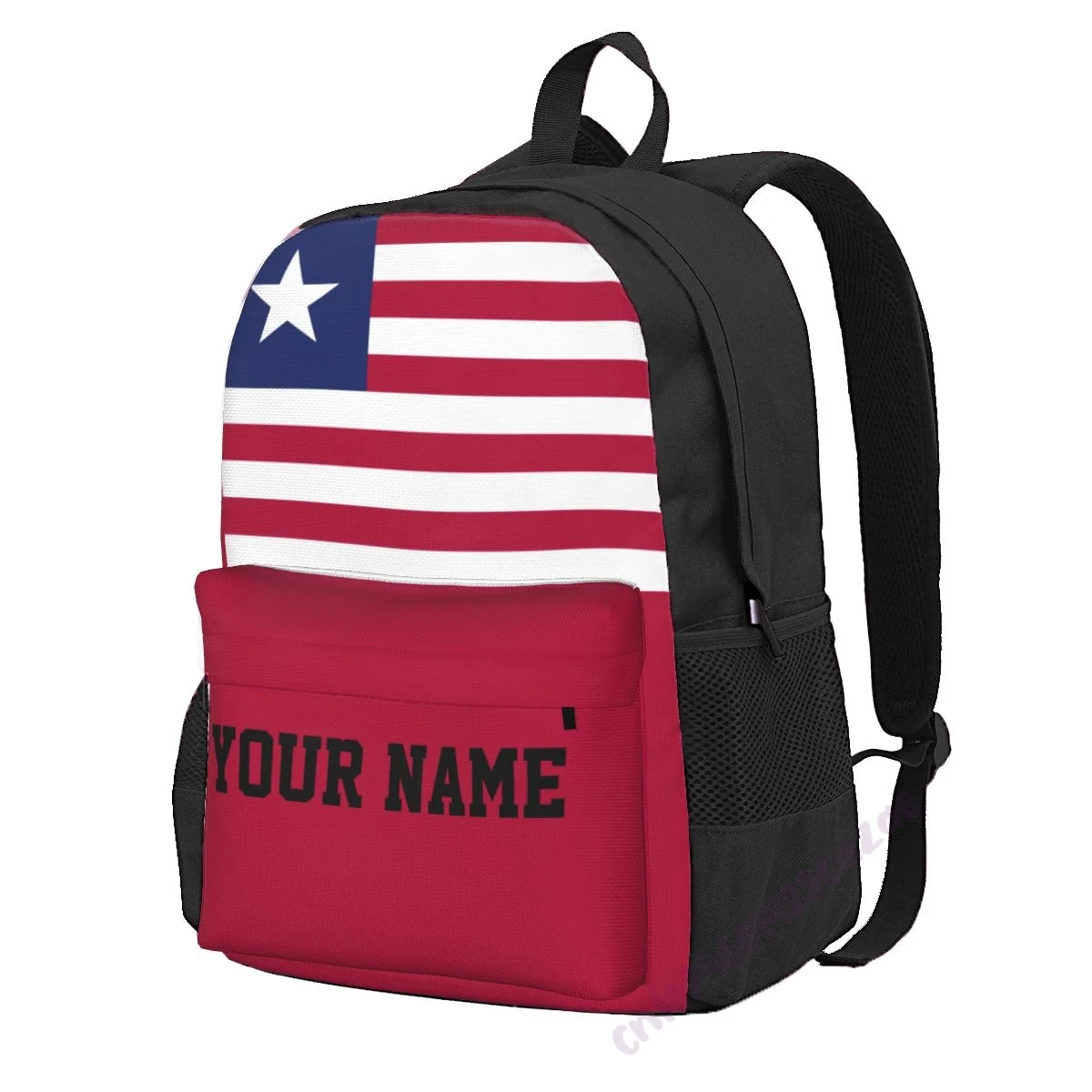 

Custom Name Liberia Flag Polyester Backpack For Men Women Travel Bag Casual Students Hiking Travel Camping