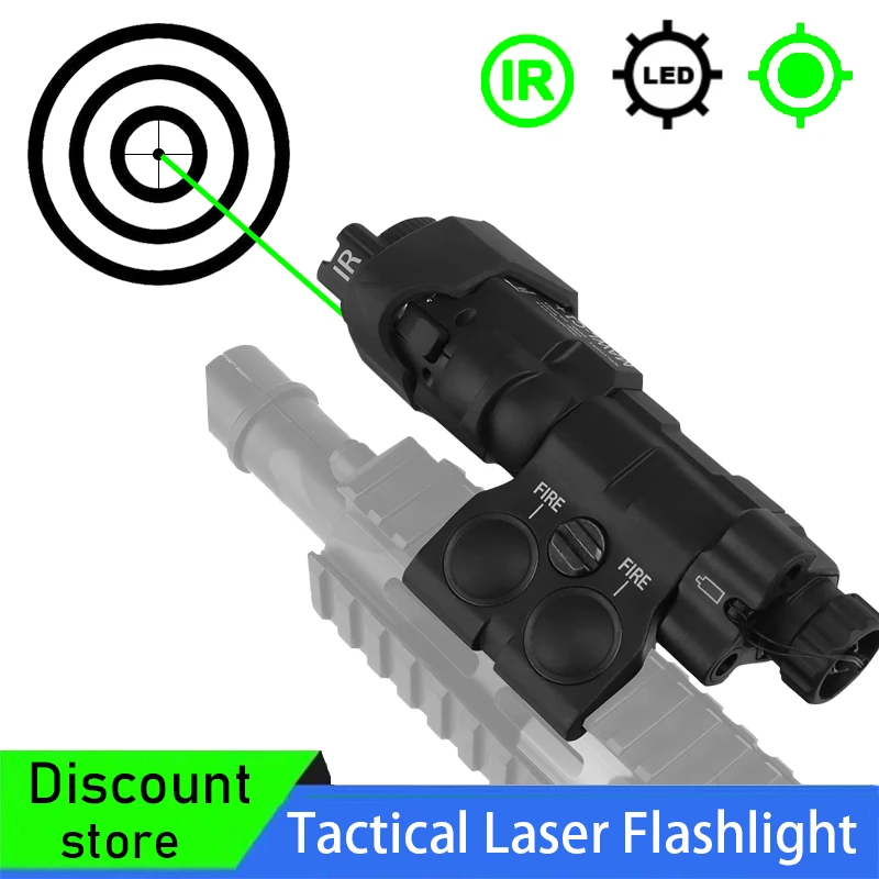 Flashlight With Laser, Green laser flashlight,IR Illumination Dual Function Pressure Switch, Airsoft Tactical Aiming Accessories