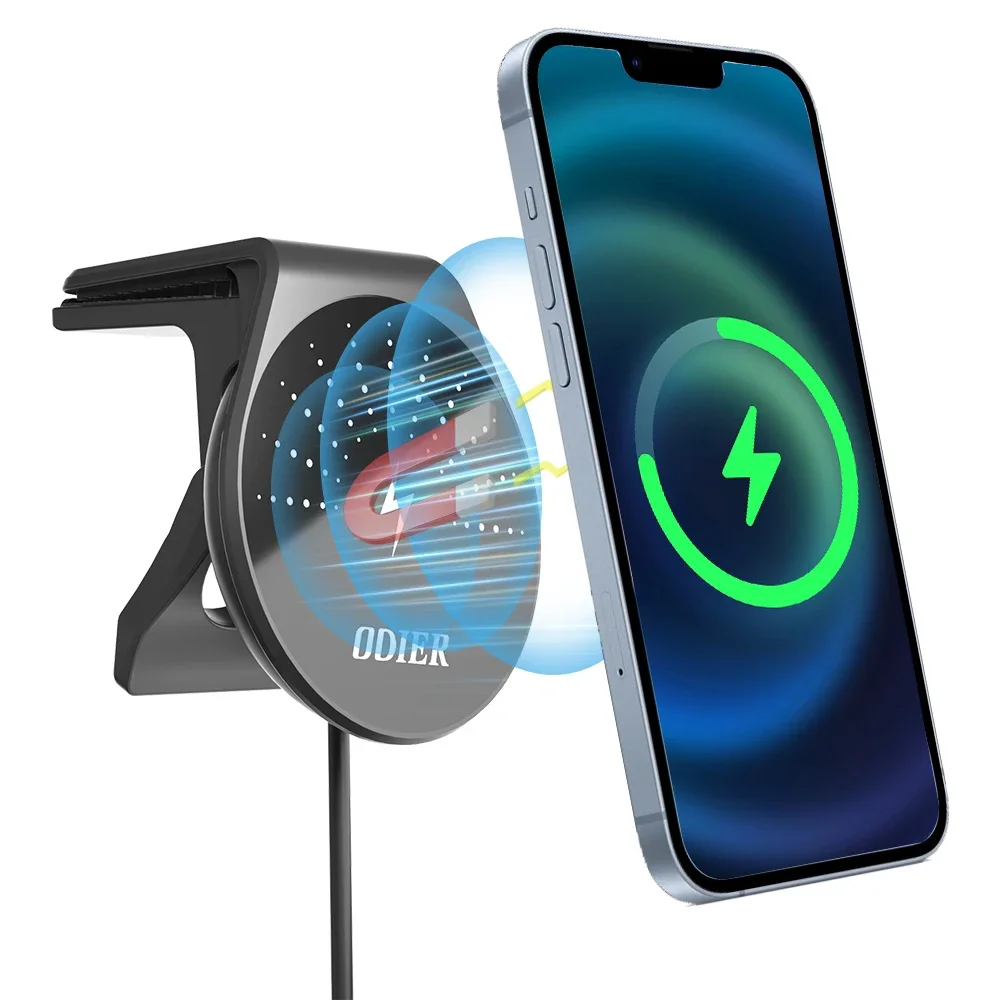 15w 3 in 1 magnet stand cell phone car charger smart phone mount magnetic mobile holder with wireless charging for iphone