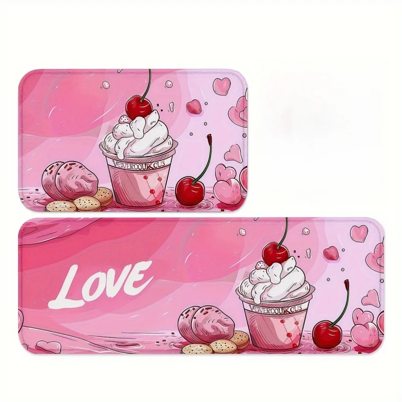 Chocolate Coffee Bean Hazelnut Print Door Mat Non-Slip Kitchen Indoor Entry Floor Rug