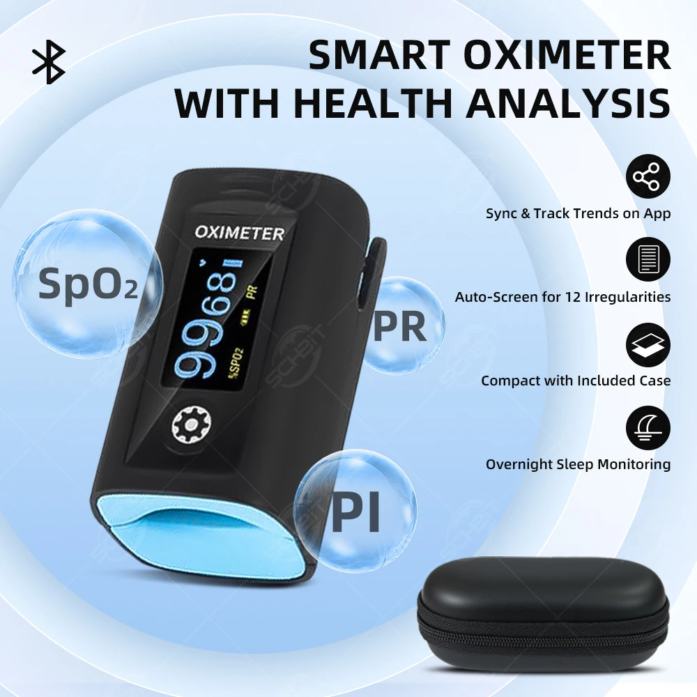 

Bluetooth Intelligence Portable Pulse Oximeter Blood Oxygen Heart Rate Saturation Meter Monitor Sleep Apnea Alert