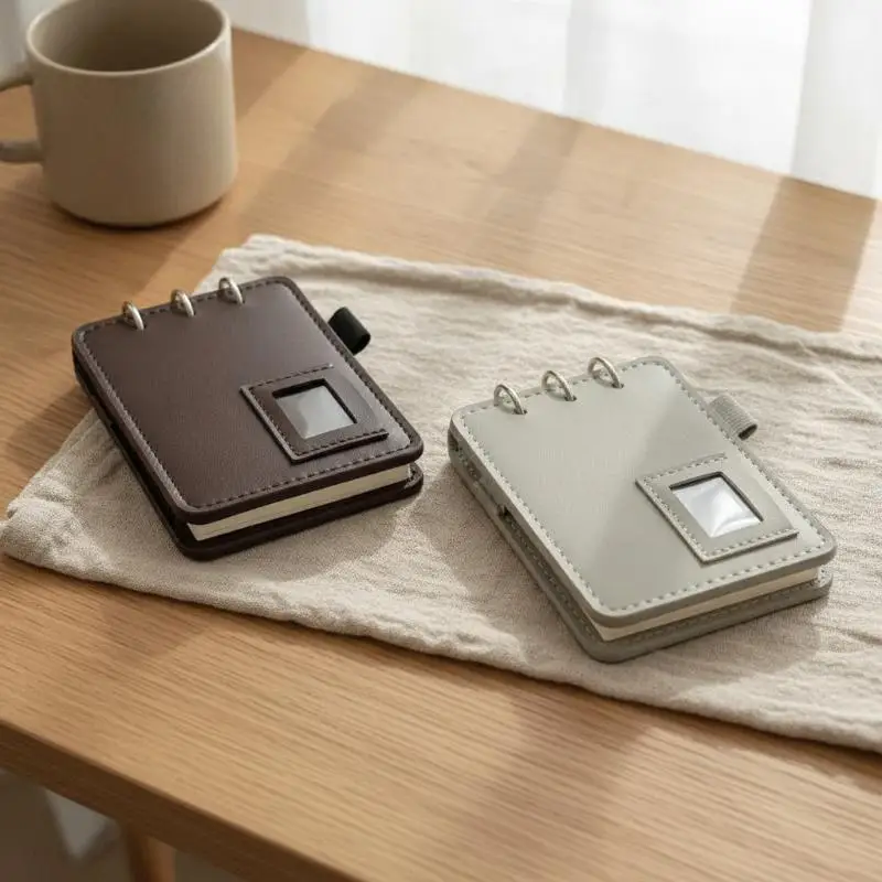 Korean Style Leather M5 Three-Hole Flip-Up Portable Detachable DIY Journal Life Record Notebook Stationery
