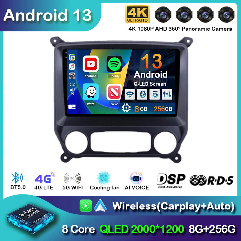 

Android 13 Carplay Auto Car Radio For Chevrolet Silverado 3 GMTK2 2014 2015 2016 2017 2018 Multimedia Video Player GPS Stereo 4G