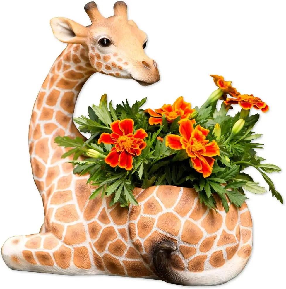 

- Giraffe Planter - Yard Decorations - Wildlife Animal Urn for Plants - Indoor/Outdoor Decoration - Safari Inspired Yard