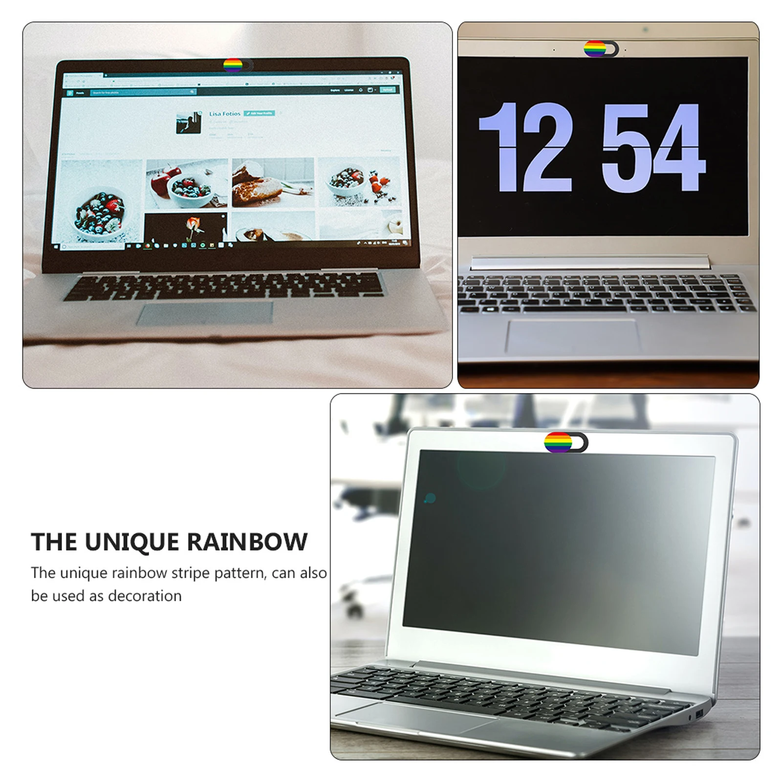 

Набор из 3 защитных накладок на камеру для компьютера, ноутбука, планшета, с стильным радужным дизайном, долговечная конструкция