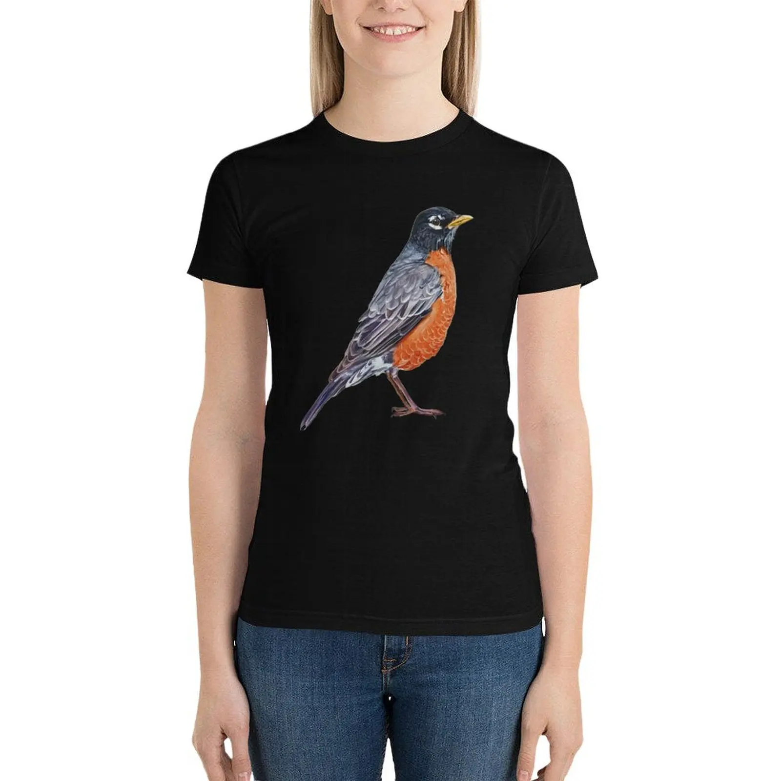 American Robin - bird painting (no background) T-Shirt hippie clothes Blouse t-shirts for Women graphic tees funny